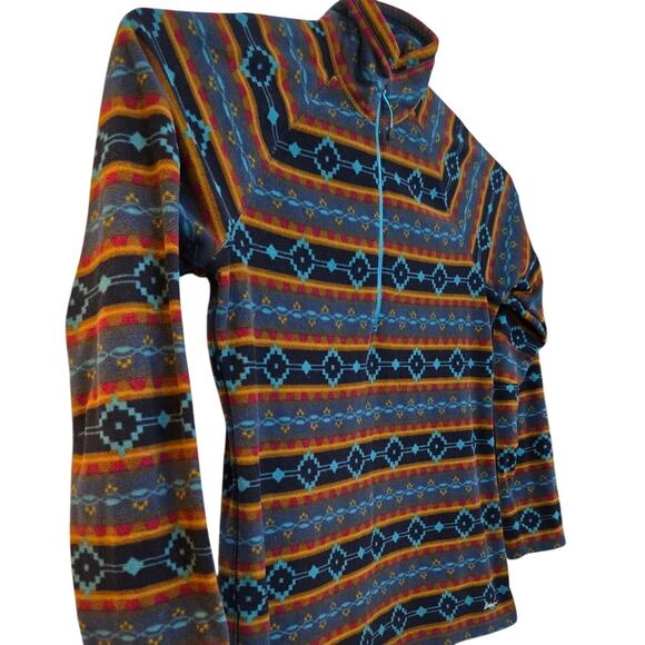 Eddie Bauer Aztec Print Fleece Quarter Zip Pullover Women's Large Warm - Picture 3 of 10